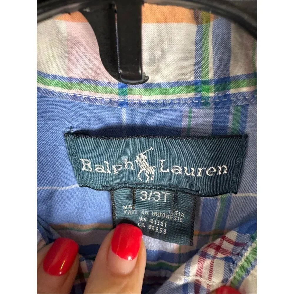 Ralph Lauren Boys Plaid Button Up Front Shirt 3/3t